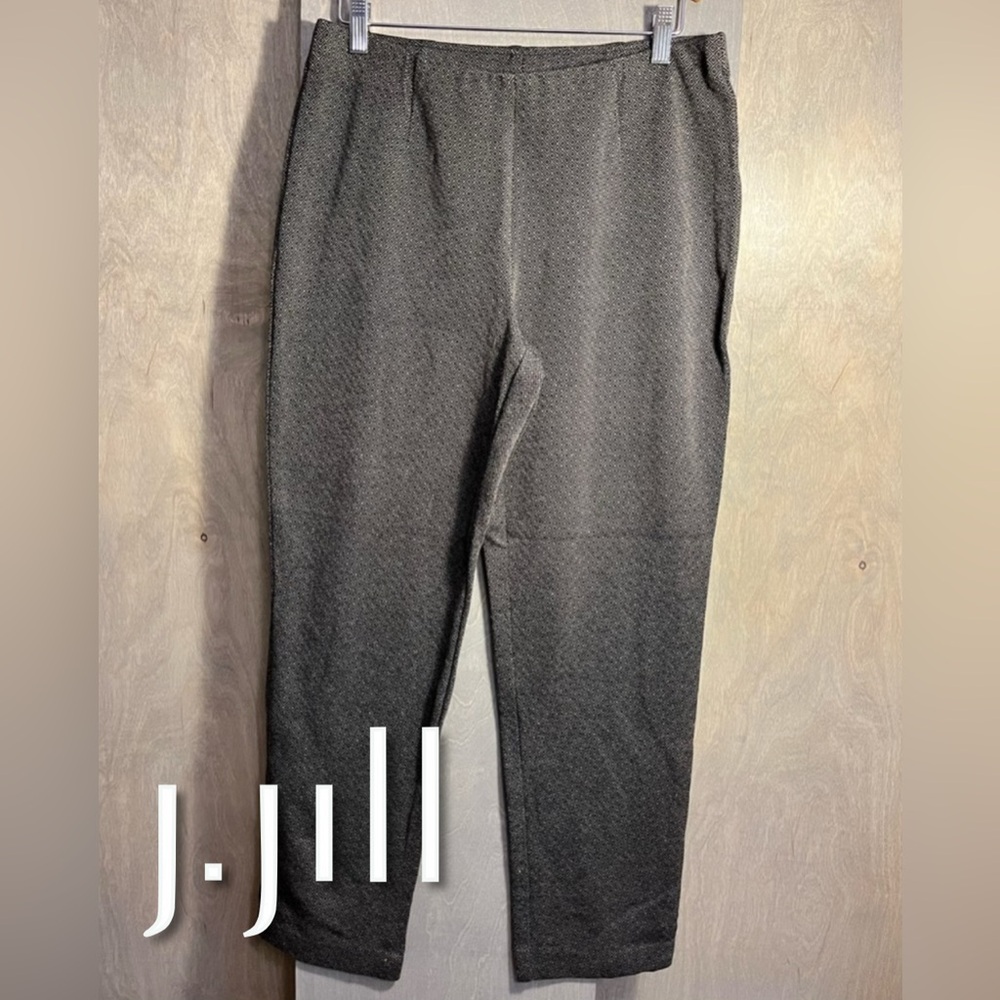 J Jill Ponte Slim Leg Brown Geo Print Ponte Pants size M